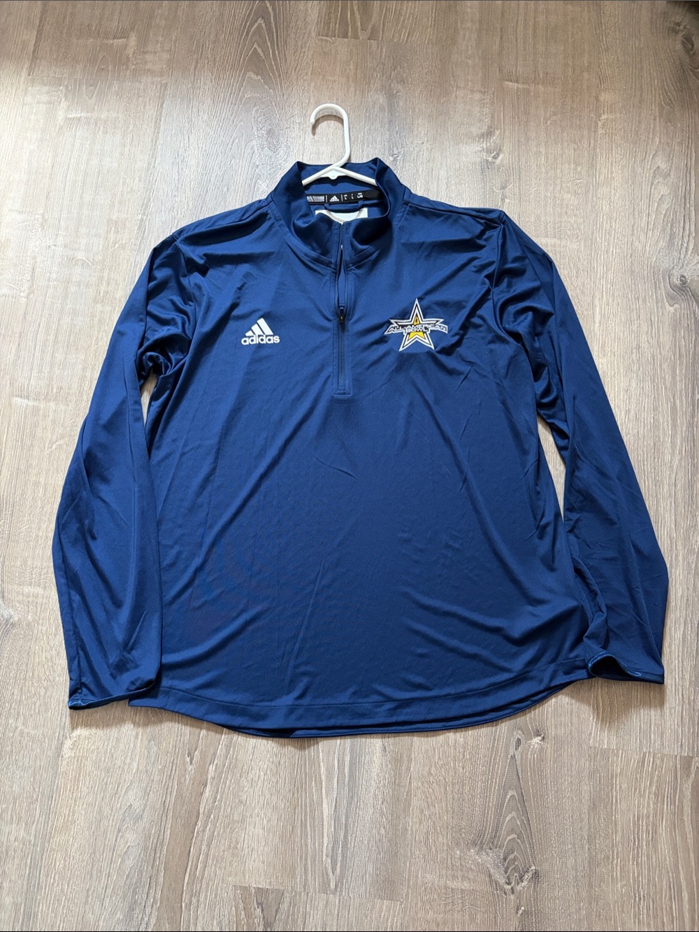 Adidas Navy Blue Quarter-Zip Performance Long Sleeve Shirt Large